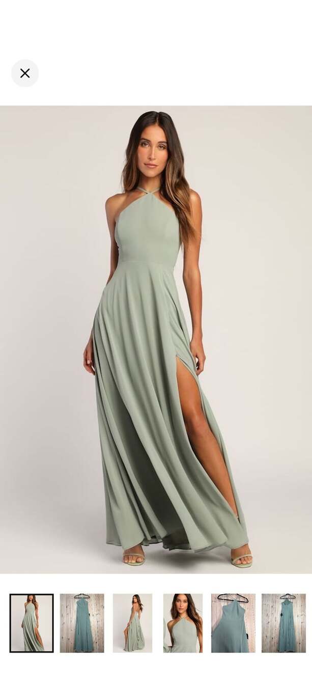 Lulus Sage Green Halter Maxi Dress Wedding Party Dress